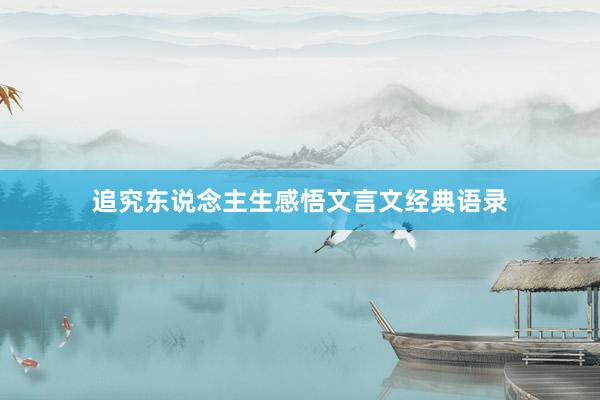 追究东说念主生感悟文言文经典语录